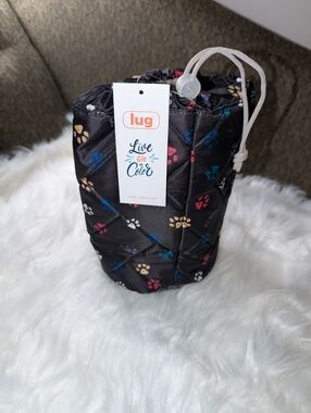 lug Tumbler Pouch in Black w/ Colorful Paw Print